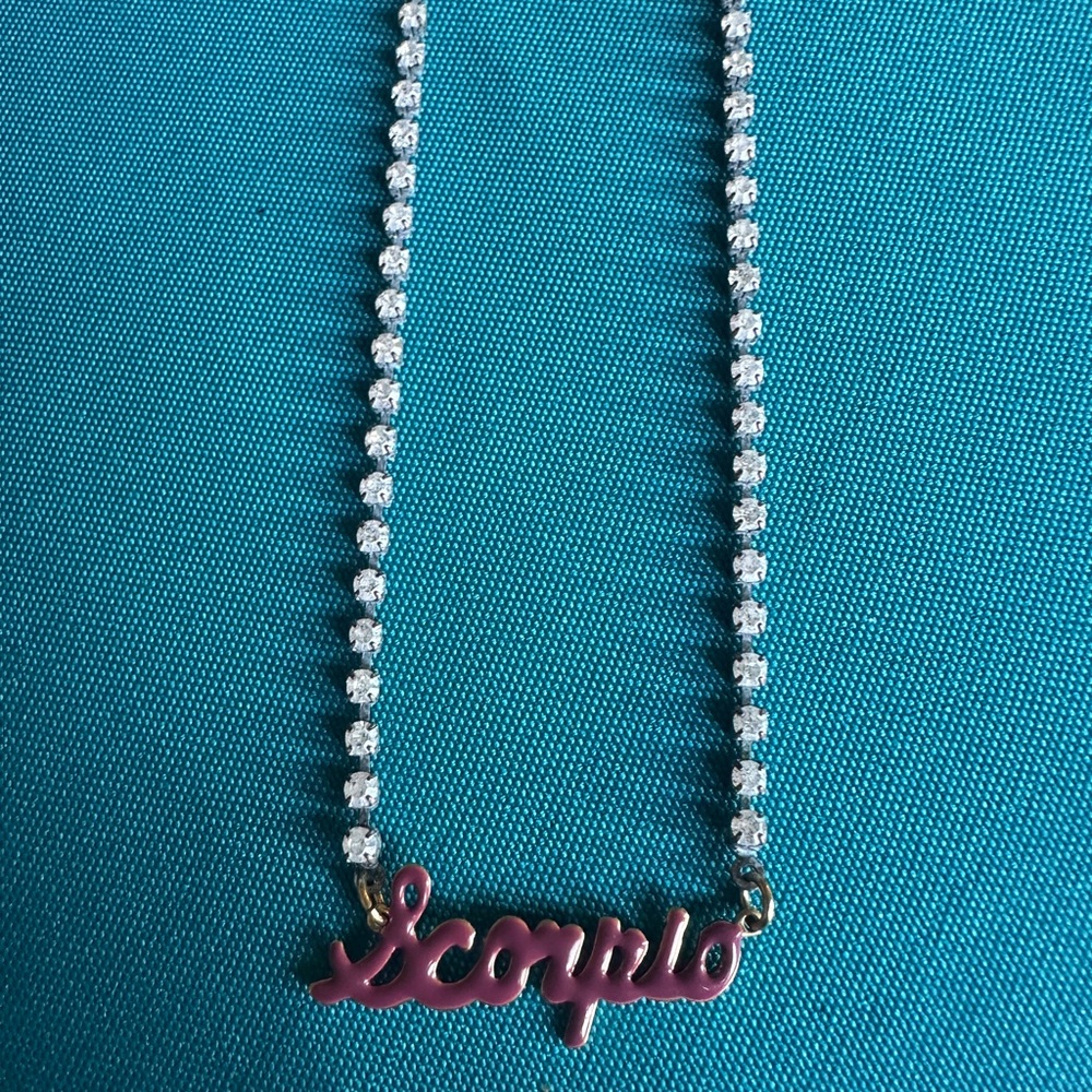 Scorpio Pink and Silver Necklace  12 inch end to end